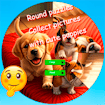 Round Jigsaw Puzzle Collect Pictures with Cute Puppies